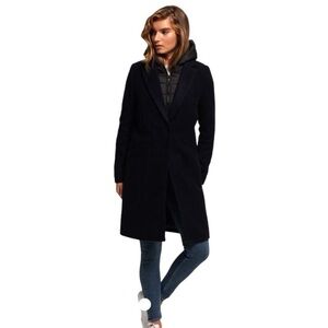 SUPERDRY‎ Black/Blue Fjola Tech Wool Coat